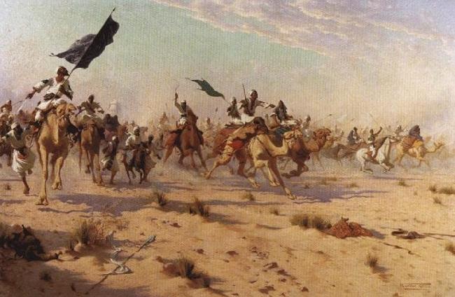 Robert Talbot Kelly Flight of the Khalifa after his defeat at the battle of Omdurman oil painting image